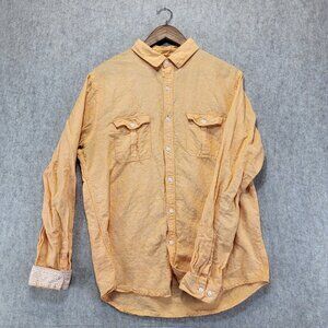 Express Men's‎ Button-Up Shirt L Orange Linen & Cotton Blend Summer Casual